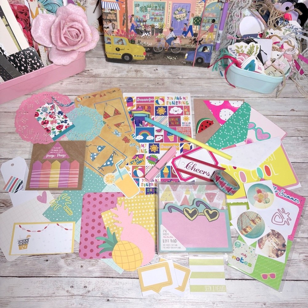 Summer Themed Junk Journal & Planner Decor Supplies Kit Scrapbook Lot Stationery - Picture 2 of 12